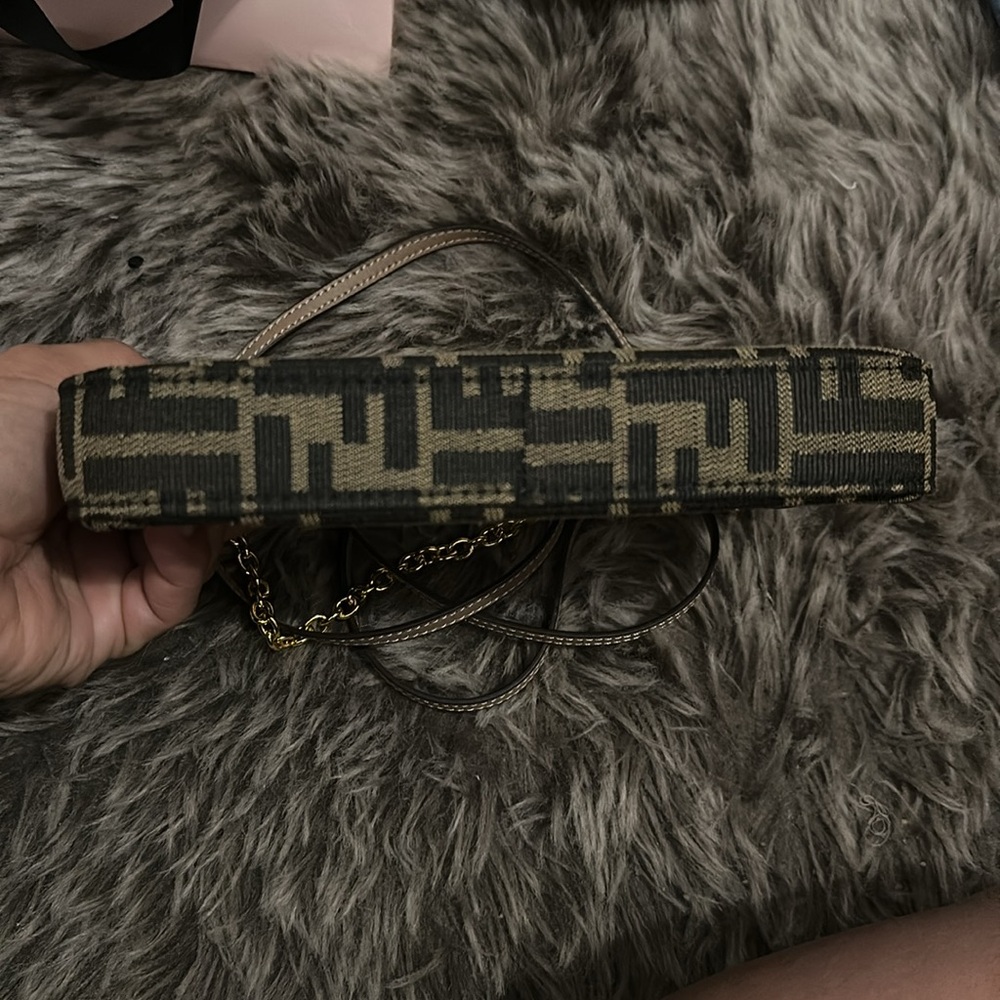 Brown Monogram Crossbody Bag with Gold Chain - Picture 5 of 8